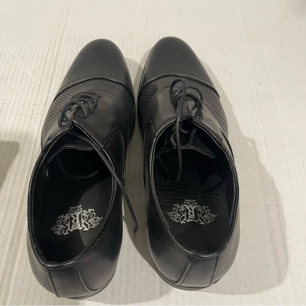 Men's Black Leather Lace-Up Dress Shoes